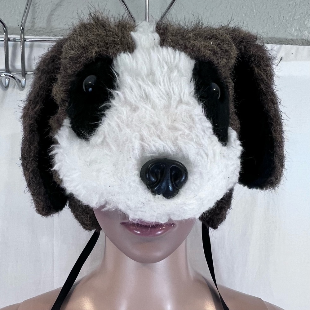 Hat Dog Kids Hat Brown White Puppy Trapper Hat  Ribbon ties